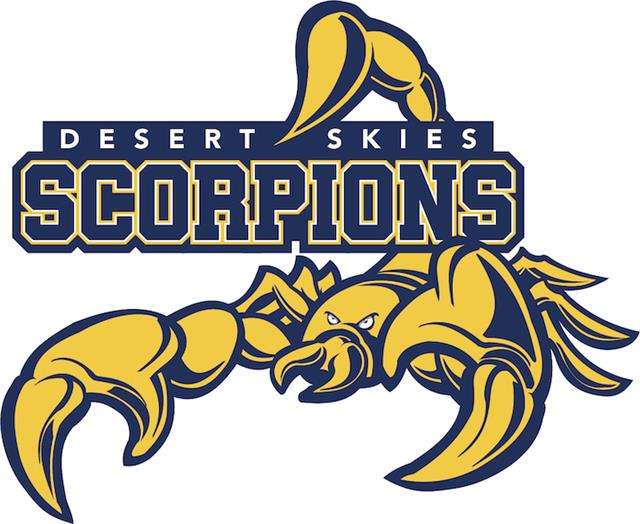 Rendering of scorpion mascot and school name Rendering of scorpion mascot and school name